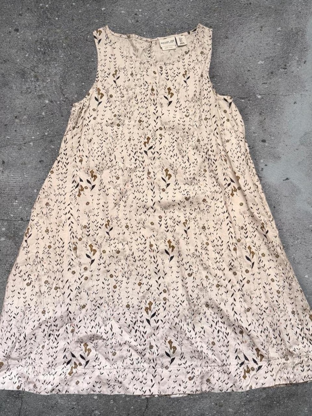Rachel Zoe 100% Linen Floral Midi Dress Size S Natural Fiber Sleeveless